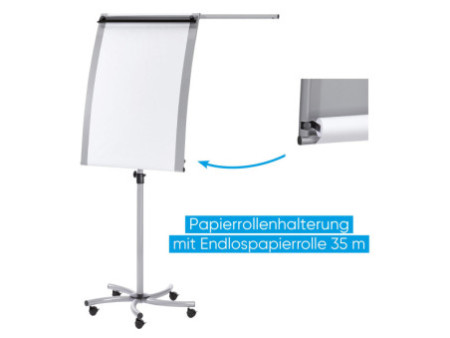 FRANKEN Chevalet de conférence PRO Mobil Paper Roll, argent