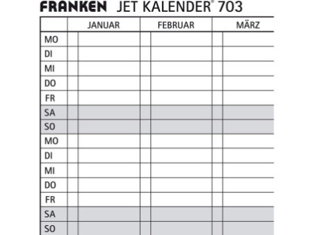 FRANKEN Bande de dates pour tableau planning JK703