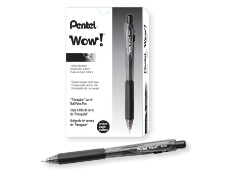 Pentel Stylo à bille rétractable BK440, noir