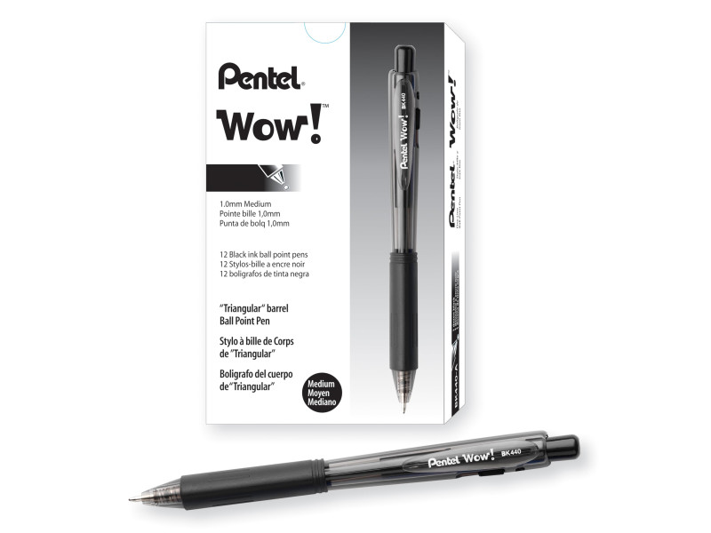 Pentel Stylo à bille rétractable BK440, noir
