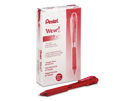 Pentel Stylo à bille rétractable BK440, rouge