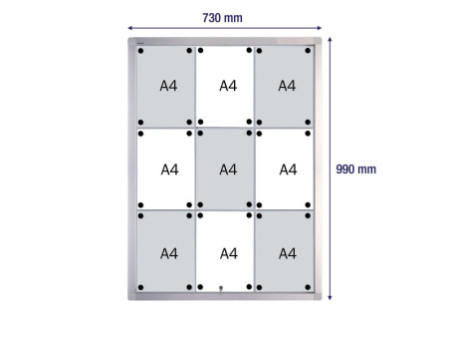 FRANKEN Vitrine d'affichage PRO pour 9x A4, dos en métal