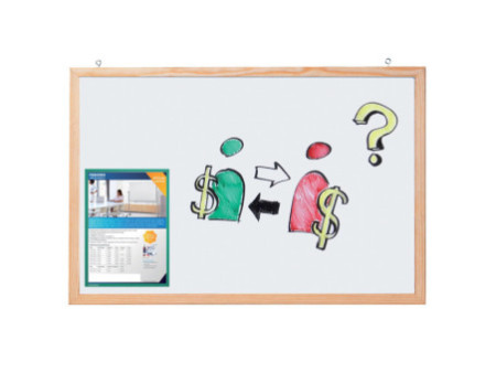 FRANKEN Tableau mural blanc avec cadre en bois, 400 x 300 mm