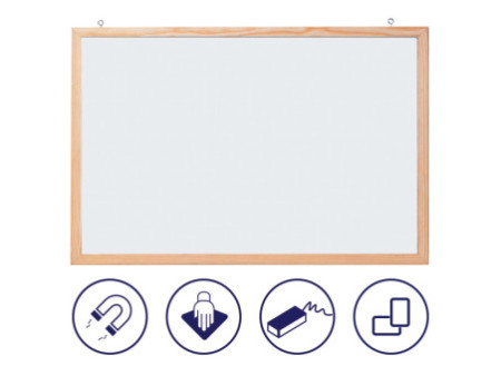 FRANKEN Tableau mural blanc avec cadre en bois, 1.200 x 800