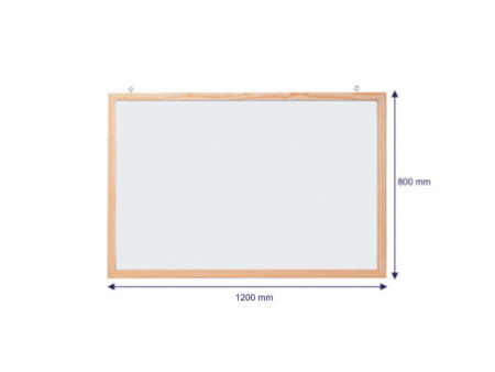 FRANKEN Tableau mural blanc avec cadre en bois, 1.200 x 800