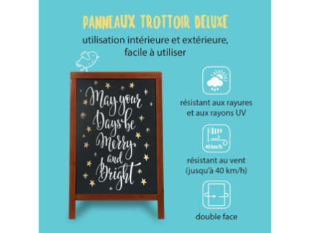 Securit Panneau trottoir DELUXE, avec tableau noir, acajou
