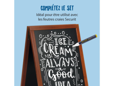 Securit Panneau trottoir DELUXE, avec tableau noir, acajou