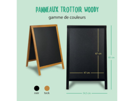Securit Panneau trottoir WOODY, avec tableau noir, noir