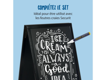 Securit Panneau trottoir WOODY, avec tableau noir, noir