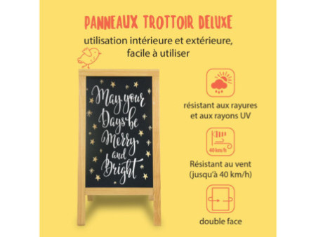 Securit Panneau trottoir DELUXE, avec tableau noir, hêtre