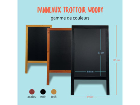 Securit Panneau trottoir WOODY, avec tableau noir, noir