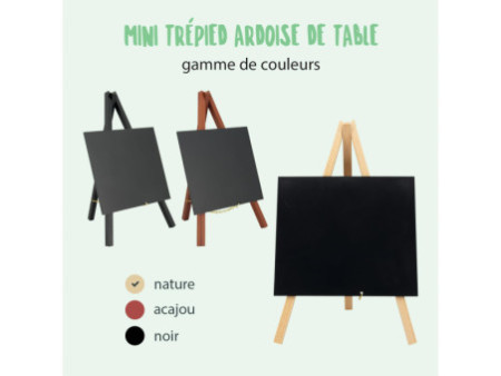 Securit Ardoise de table MINI avec trépied, hêtre