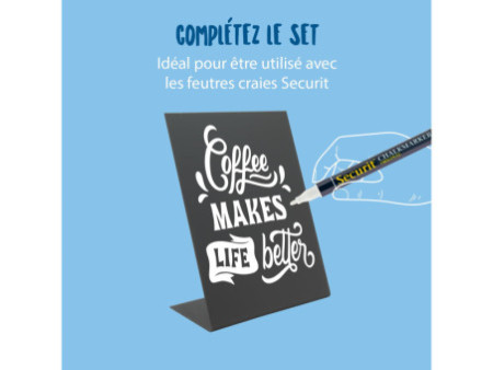 Securit Ardoise de table L-SHAPE, A6, noir