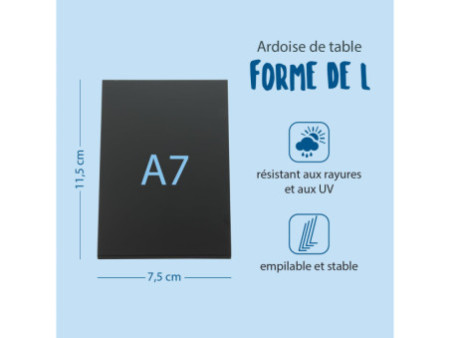 Securit Ardoise de table L-SHAPE, A7, noir