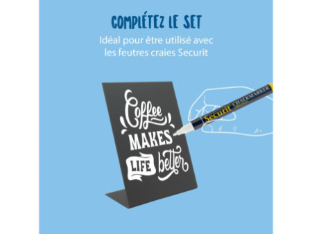 Securit Ardoise de table L-SHAPE, A7, noir