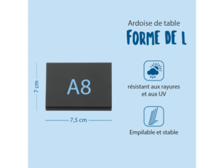 Securit Ardoise de table L-SHAPE, A8, noir