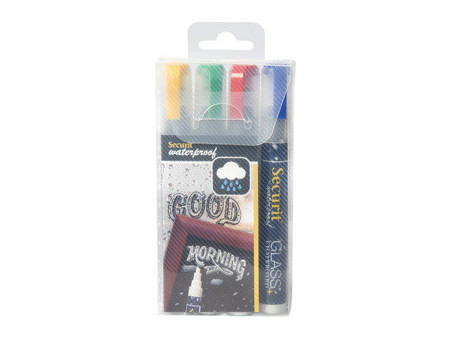 Securit Feutre-craie WATERPROOF MEDIUM, étui de 4