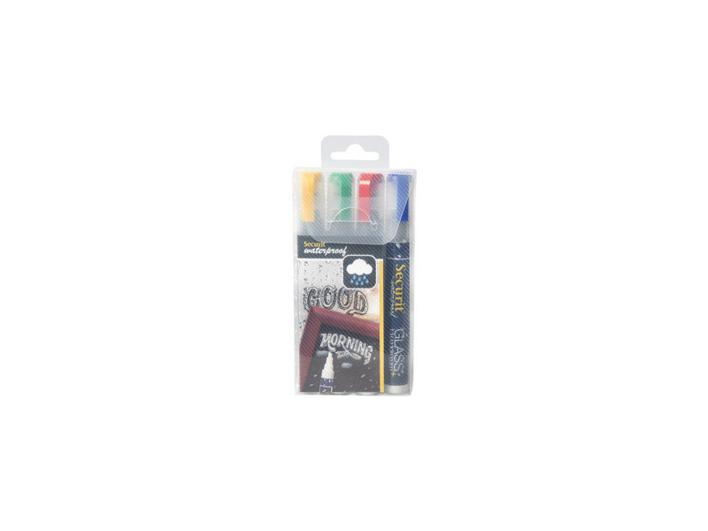 Securit Feutre-craie WATERPROOF MEDIUM, étui de 4
