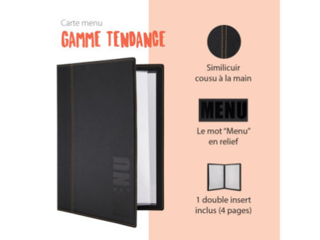 Securit Protège-menus TRENDY, A4, boîte de 20, noir