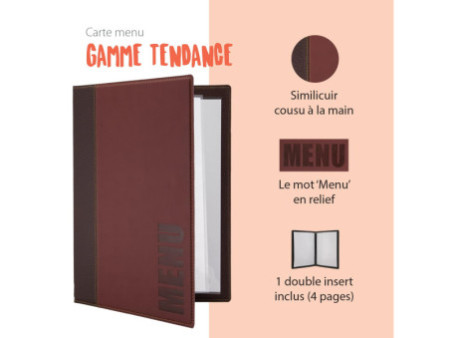 Securit Protège-menus TRENDY, A4, boîte de 20, bordeaux