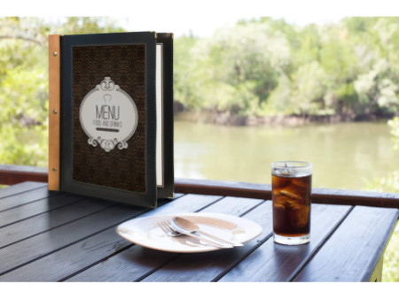 Securit Protège-menus WOOD, A4, noir