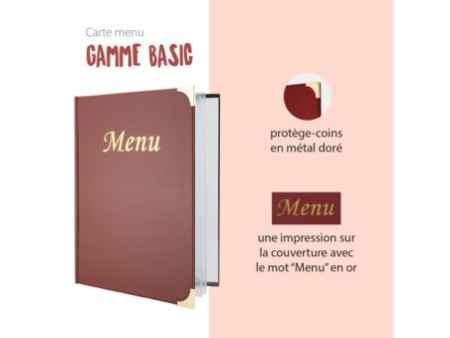 Securit Protège-menus BASIC, A4, bordeaux