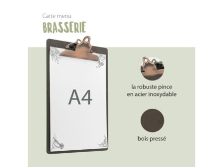 Securit Porte-menu à pince, A4, en bois, marron