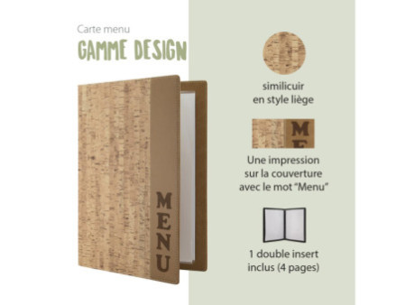 Securit Protège-menus DESIGN CORK, A4, beige