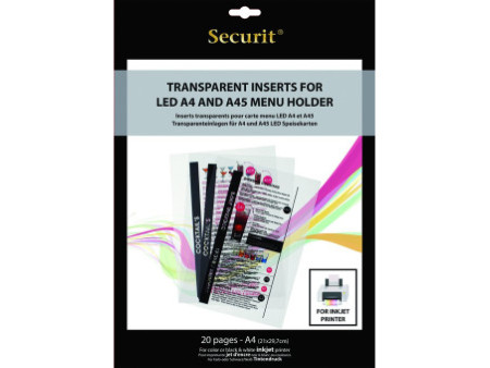 Securit Insert pour menu, pour imprimante à jet d'encre, A4
