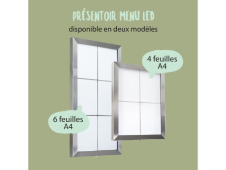 Securit Vitrine d'affichage LED STAINLESS STEEL, 6x feuilles