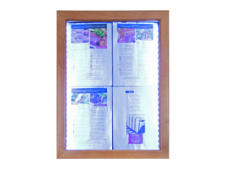 Securit Vitrine d'affichage LED CLASSIC, 4 x A4, teak