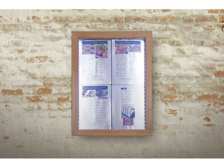 Securit Vitrine d'affichage LED CLASSIC, 4 x A4, teak