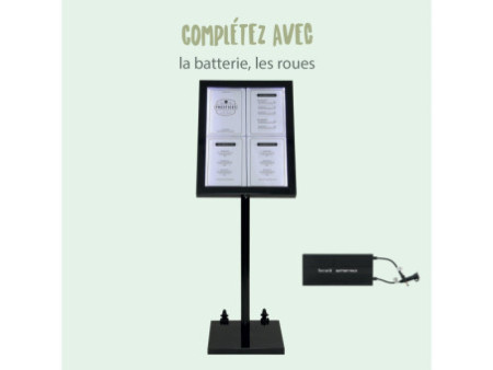 Securit Vitrine d'affichage LED BLACK STAR, 4 x feuilles A4