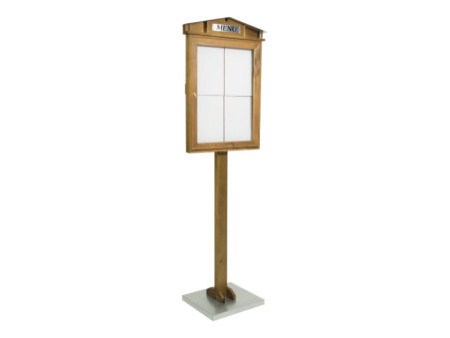 Securit Vitrine d'affichage LED RUSTIC, 4 x A4, acajou