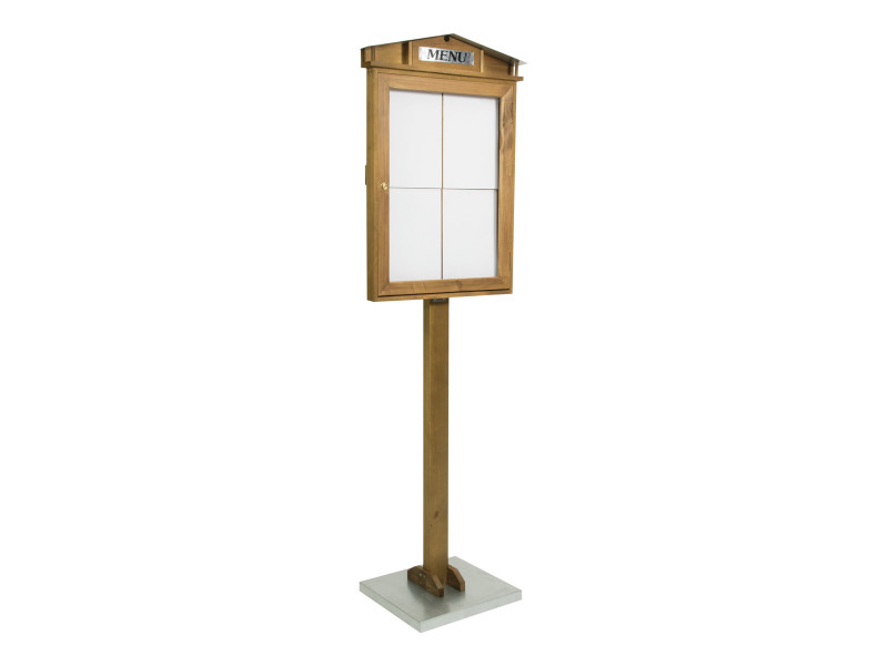 Securit Vitrine d'affichage LED RUSTIC, 4 x A4, acajou