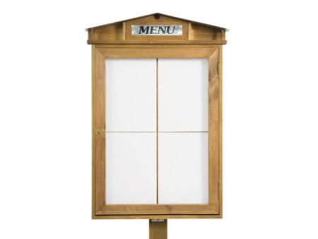 Securit Vitrine d'affichage LED RUSTIC, 4 x A4, acajou