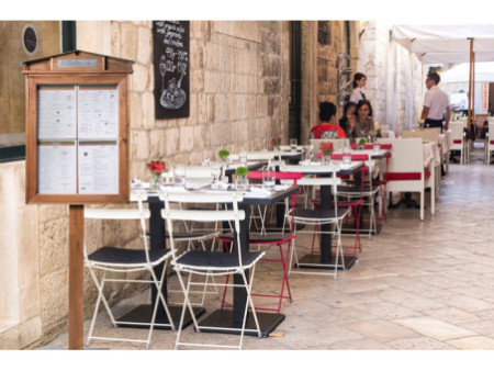 Securit Vitrine d'affichage LED RUSTIC, 4 x A4, acajou
