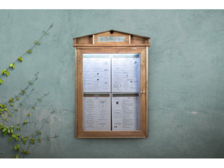 Securit Vitrine d'affichage LED RUSTIC, 4 x A4, acajou