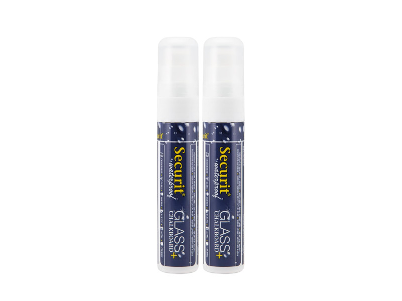 Securit Feutre-craie WATERPROOF LARGE, étui de 2, blanc