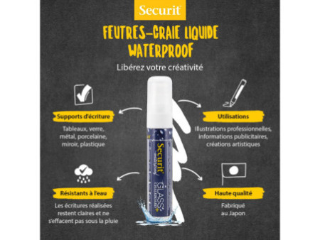 Securit Feutre-craie WATERPROOF LARGE, étui de 2, blanc