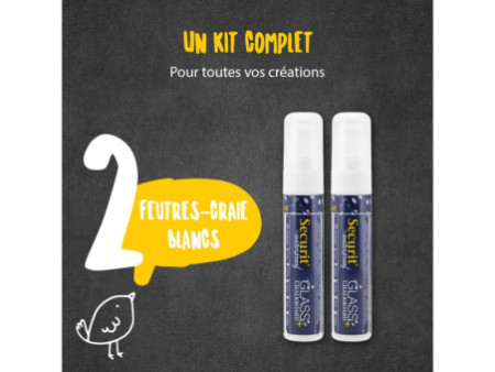 Securit Feutre-craie WATERPROOF LARGE, étui de 2, blanc