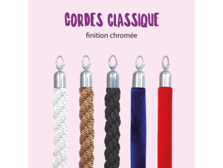 Securit Corde pour poteau d'accueil CLASSIC, bronze / chrome