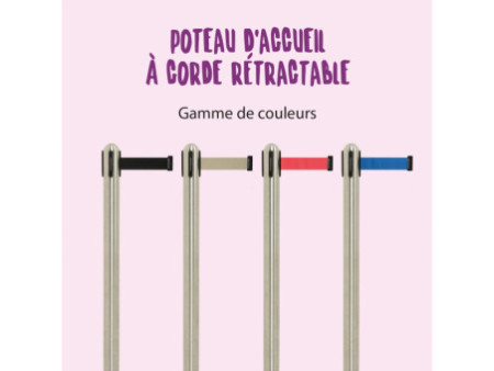 Securit Kit de poteau d'accueil RETRACTABLES, chrome / rouge
