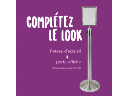 Securit Kit de poteau d'accueil RETRACTABLES, chrome / rouge