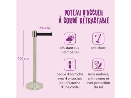 Securit Kit de poteau d'accueil RETRACTABLES, chrome / noir