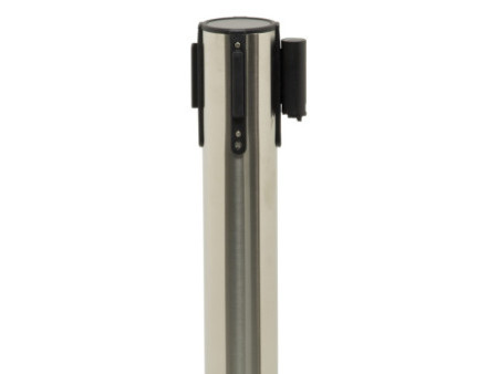 Securit Set de 2 poteaux d'accueil RETRACTABLES, chrome/noir