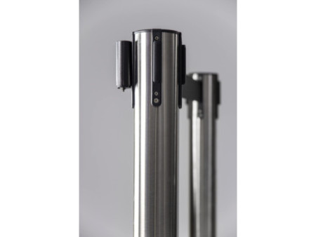 Securit Set de 2 poteaux d'accueil RETRACTABLES, chrome/noir