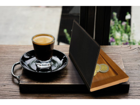 Securit Pochette pour additions WOOD, en cuir et bois, noir