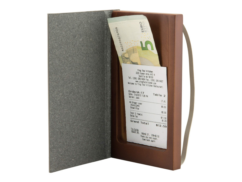 Securit Pochette pour additions WOOD, en cuir et bois, gris