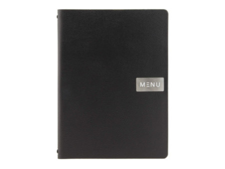 Securit Protège-menus RAW, A4, en cuir véritable, noir